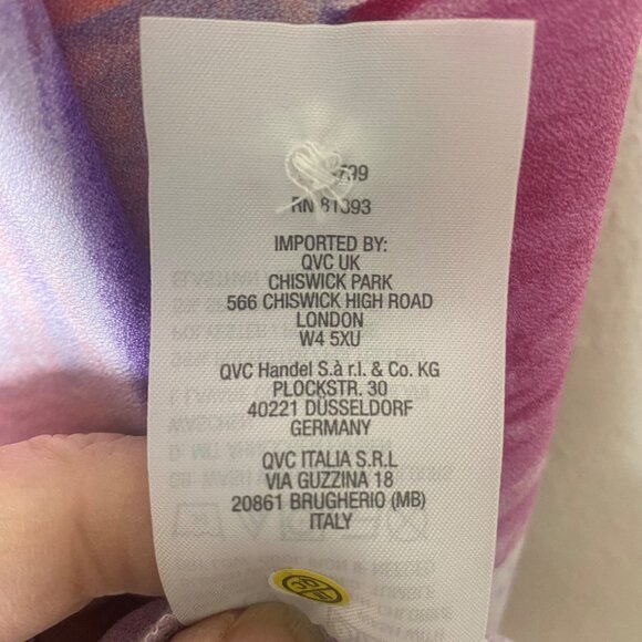 Denim & Co. Womens 1X Top Pink Abstract Print Button-Up Blouse 3/4 Sleeves - Picture 4 of 12